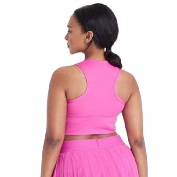 New All in Motion Brushed Sculpt Muscle Cropped Sports Bra Vibrant Pink Small - Picture 2 of 4